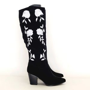 NEW Justfab Women Black Cowboy Summer Fall Winter  Boots Size 9 US